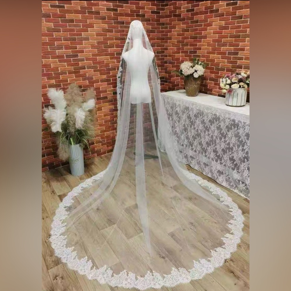 Mantilla Lace Wedding Veil - Picture 3 of 9